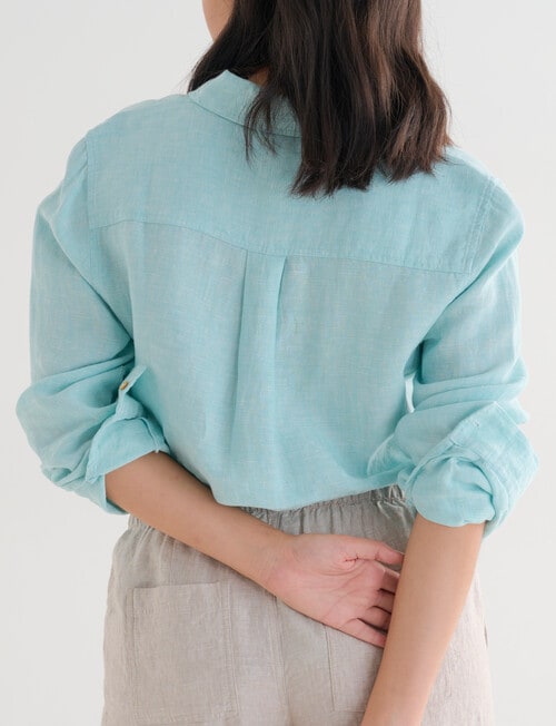 Zest Essentials Linen Long Sleeve Shirt, Mint product photo View 06 L