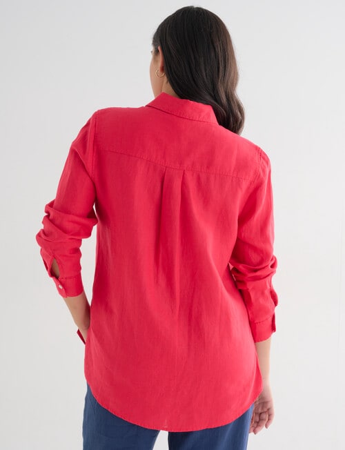 Zest Essentials Linen Long Sleeve Shirt, Raspberry product photo View 02 L