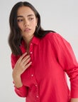Zest Essentials Linen Long Sleeve Shirt, Raspberry product photo View 04 S