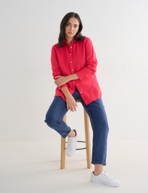 Zest Essentials Linen Long Sleeve Shirt, Raspberry product photo View 05 L