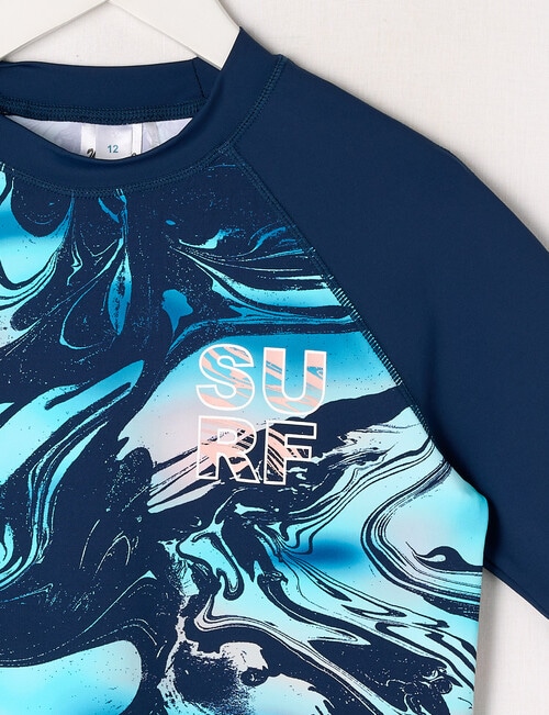 Wavetribe Marble Short Sleeve Rash Top, Night product photo View 02 L