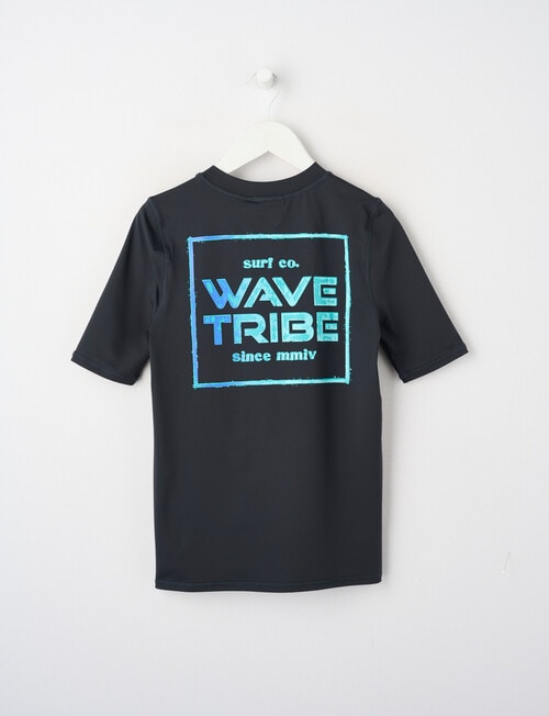 Wavetribe Ombre Logo Short Sleeve Rash Top, Charcoal product photo View 02 L