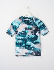 Wavetribe Tie Dye Short Sleeve Rash Top, Teal product photo