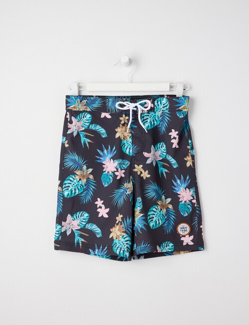 Wavetribe All Over Print Tropic Boardshort, Black product photo