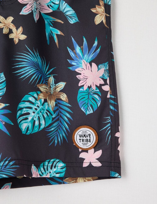Wavetribe All Over Print Tropic Boardshort, Black product photo View 03 L