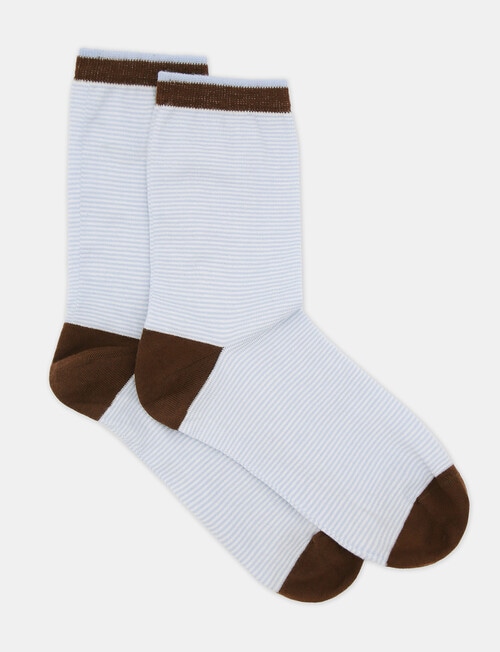 Levante Lina Fine Stripe Crew Sock, Capri product photo View 02 L