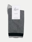 Levante Lina Fine Stripe Crew Sock, Black product photo