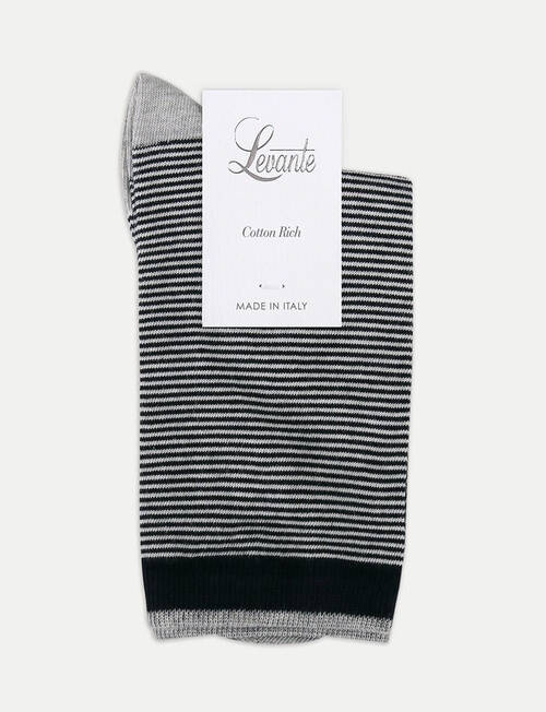 Levante Lina Fine Stripe Crew Sock, Black product photo