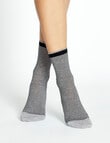 Levante Lina Fine Stripe Crew Sock, Black product photo View 03 S