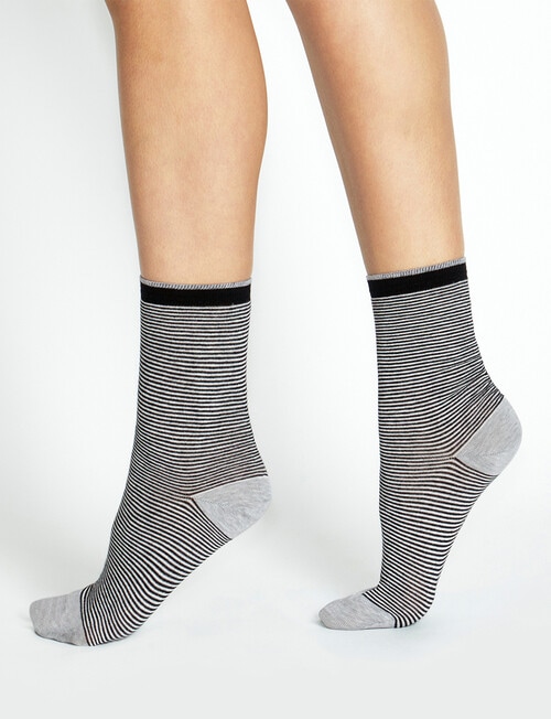 Levante Lina Fine Stripe Crew Sock, Black product photo View 04 L