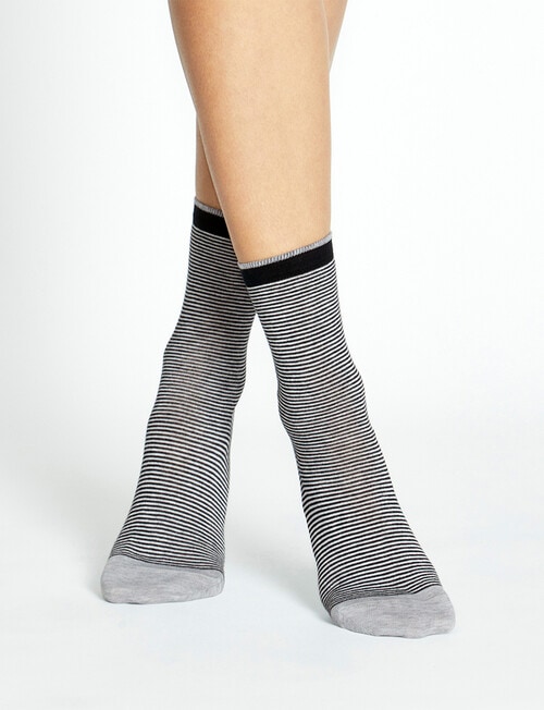 Levante Lina Fine Stripe Crew Sock, Black product photo View 03 L