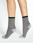 Levante Lina Fine Stripe Crew Sock, Black product photo View 04 S
