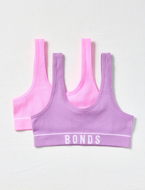 Bonds Retro Rib Crop Top, 2-Pack, Retro Lilac & Berry Sorbet product photo
