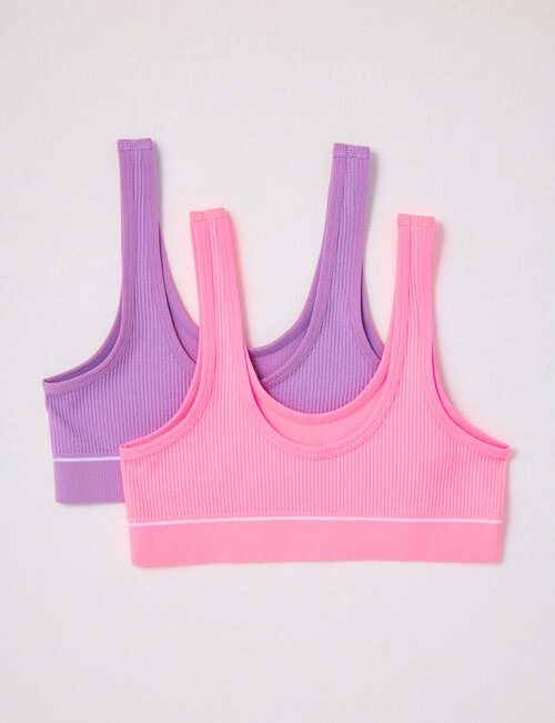 Bonds Retro Rib Crop Top, 2-Pack, Retro Lilac & Berry Sorbet product photo View 02 L