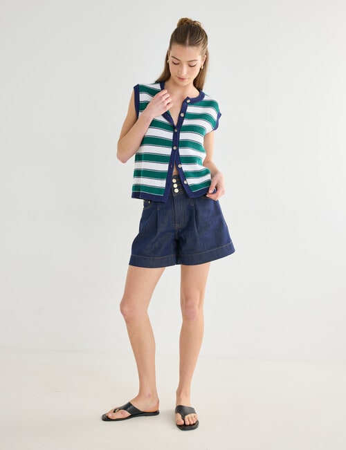 Mineral Zuma Knit Vest, Green Stripe product photo View 03 L