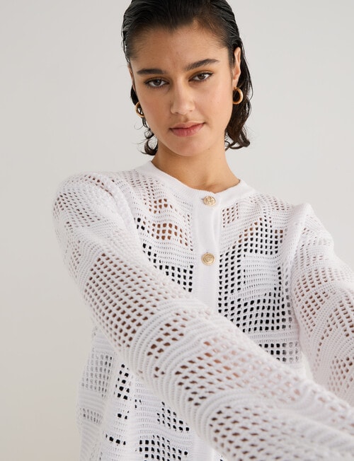 State of play Donna Crochet Cardigan, Ivory product photo