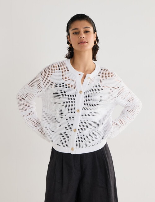 State of play Donna Crochet Cardigan, Ivory product photo View 04 L