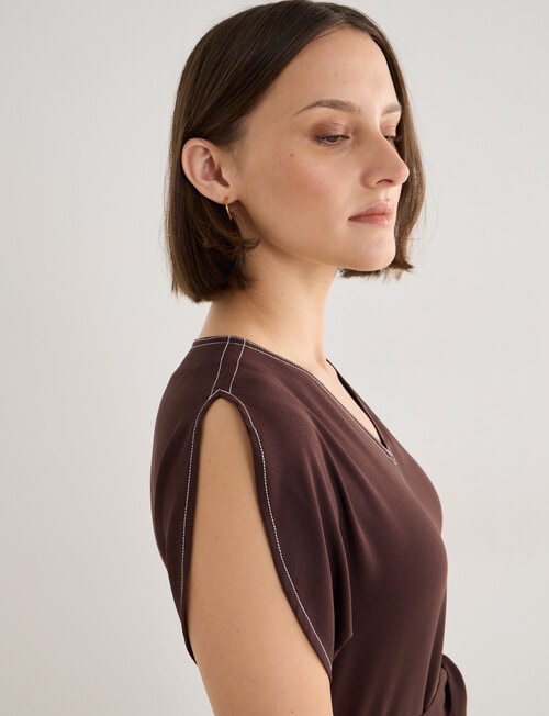 Jigsaw Serenity Drapey Dress, Raisin product photo View 04 L