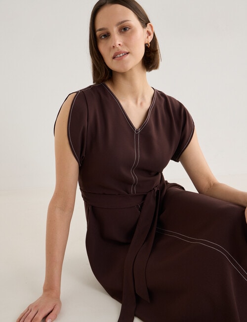 Jigsaw Serenity Drapey Dress, Raisin product photo View 06 L