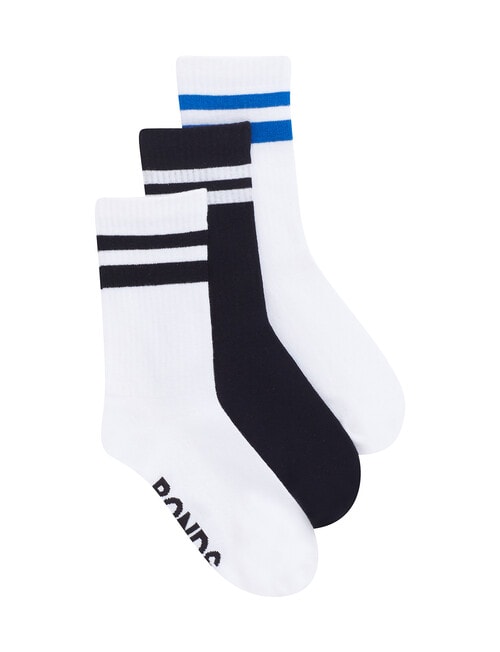 Bonds Fashion Crew Socks, 3-Pack, White & Black product photo