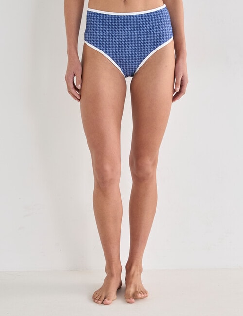 Zest Swimwear Herringbone High Waisted Bikini Brief, Blue product photo View 05 L