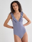 Zest Swimwear Gingham Frill Swimsuit, Navy & White product photo View 03 S