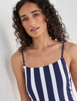 Zest Swimwear Ruched Suit with Drawstring, Navy & White Stripe product photo View 04 S