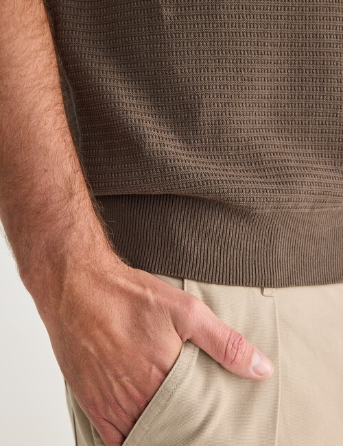 Gasoline Ripley Knitted Polo Shirt, Khaki product photo View 07 L