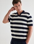 Gasoline Ripley Striped Knitted Polo Shirt, Black & White product photo