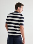 Gasoline Ripley Striped Knitted Polo Shirt, Black & White product photo View 02 S