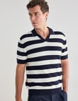 Gasoline Ripley Striped Knitted Polo Shirt, Black & White product photo View 05 S