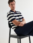 Gasoline Ripley Striped Knitted Polo Shirt, Black & White product photo View 06 S
