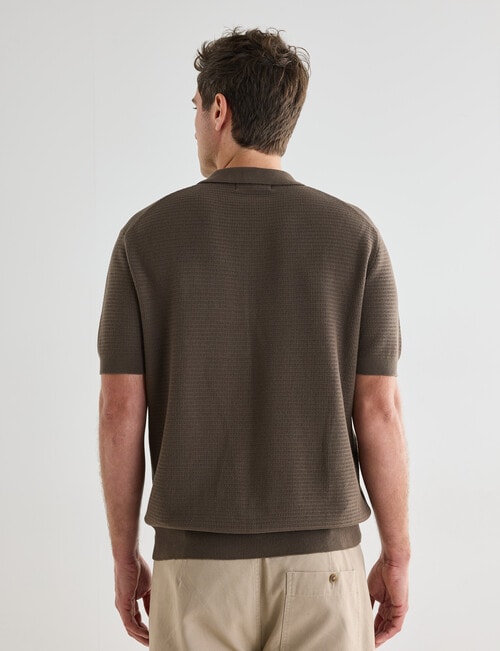 Gasoline Ripley Knitted Polo Shirt, Khaki product photo View 02 L