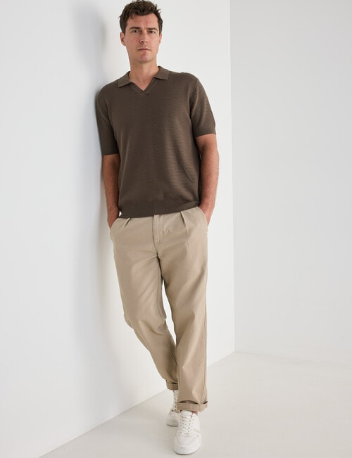 Gasoline Ripley Knitted Polo Shirt, Khaki product photo View 03 L