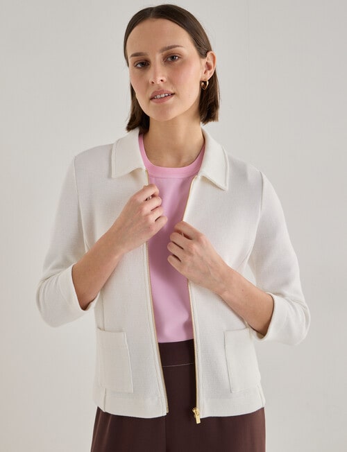 Jigsaw Simone Knit Jacket, Ivory product photo View 05 L