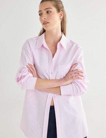 Mineral Fergus Oversized Oxford Shirt, Pink product photo
