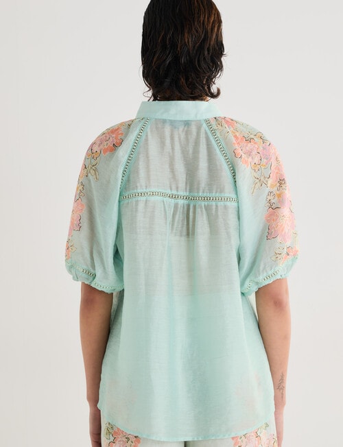 State of play Lily Floral Print Lace Trim Blouse, Ice Blue product photo View 02 L