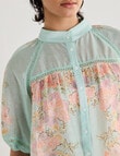 State of play Lily Floral Print Lace Trim Blouse, Ice Blue product photo View 05 S