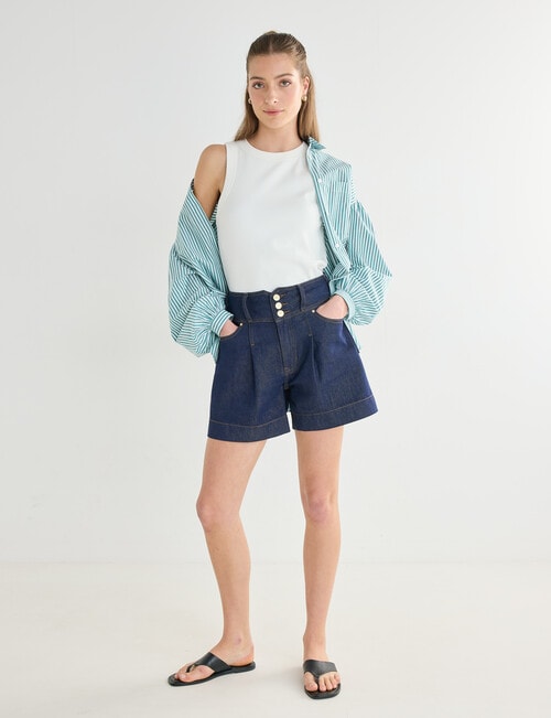 Mineral Hedley Gathered Stripe Shirt, Green product photo View 06 L