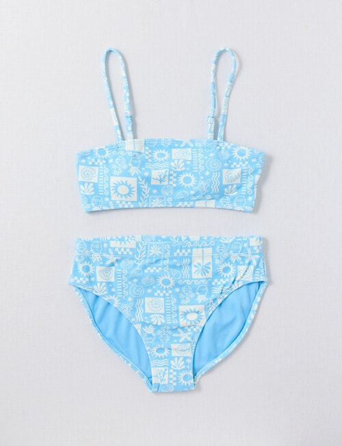 Wavetribe Summer Print Bandeau Bikini Set, Cornflower product photo