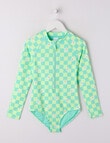 Wavetribe Daisy Checkers Long Sleeve Rashsuit, Lime product photo