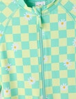 Wavetribe Daisy Checkers Long Sleeve Rashsuit, Lime product photo View 02 S