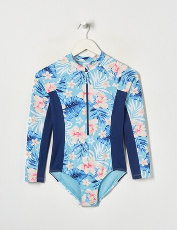 Wavetribe Tropical Floral Long Sleeve Rashsuit, Navy product photo