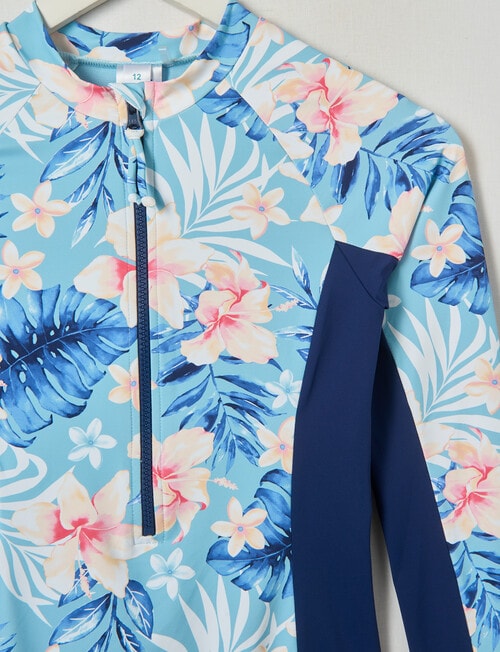 Wavetribe Tropical Floral Long Sleeve Rashsuit, Navy product photo View 02 L