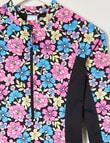 Wavetribe Retro Floral Long Sleeve Rashsuit, Black product photo View 02 S