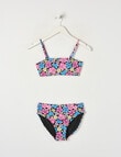 Wavetribe Retro Floral Bandeau Bikini Set, Black product photo