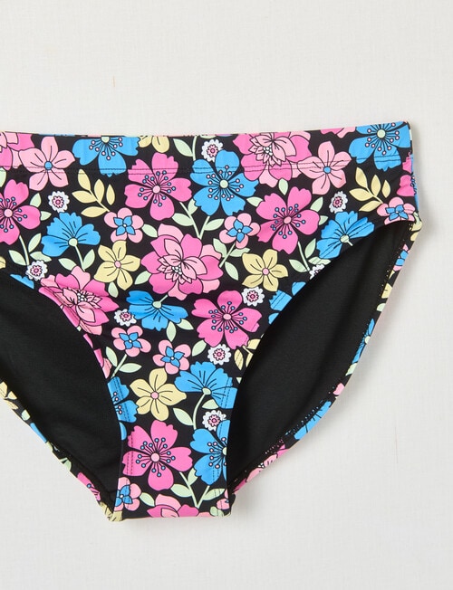 Wavetribe Retro Floral Bandeau Bikini Set, Black product photo View 03 L