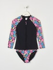 Wavetribe Large Floral Long Sleeve Rash Set, Black product photo