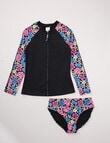 Wavetribe Large Floral Long Sleeve Rash Set, Black product photo View 04 S