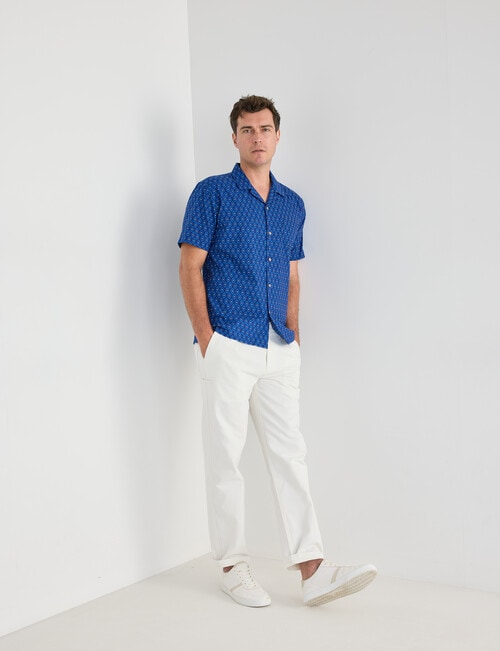 Gasoline Ditsy Slub Ikat Shirt, Navy product photo View 03 L